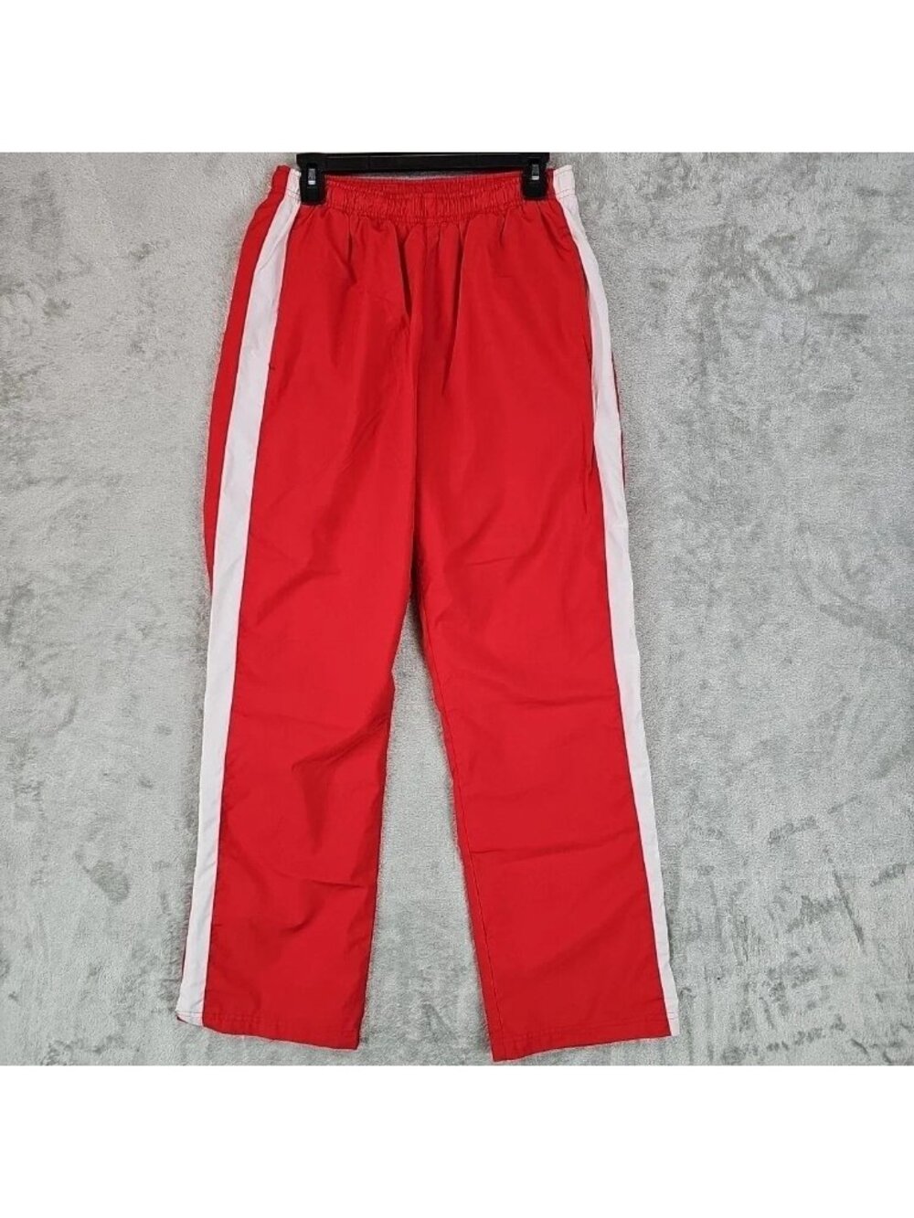 Soffe Pants Mens Medium Red Track Wind Lined Zip Ankle Side Stripe Athletic